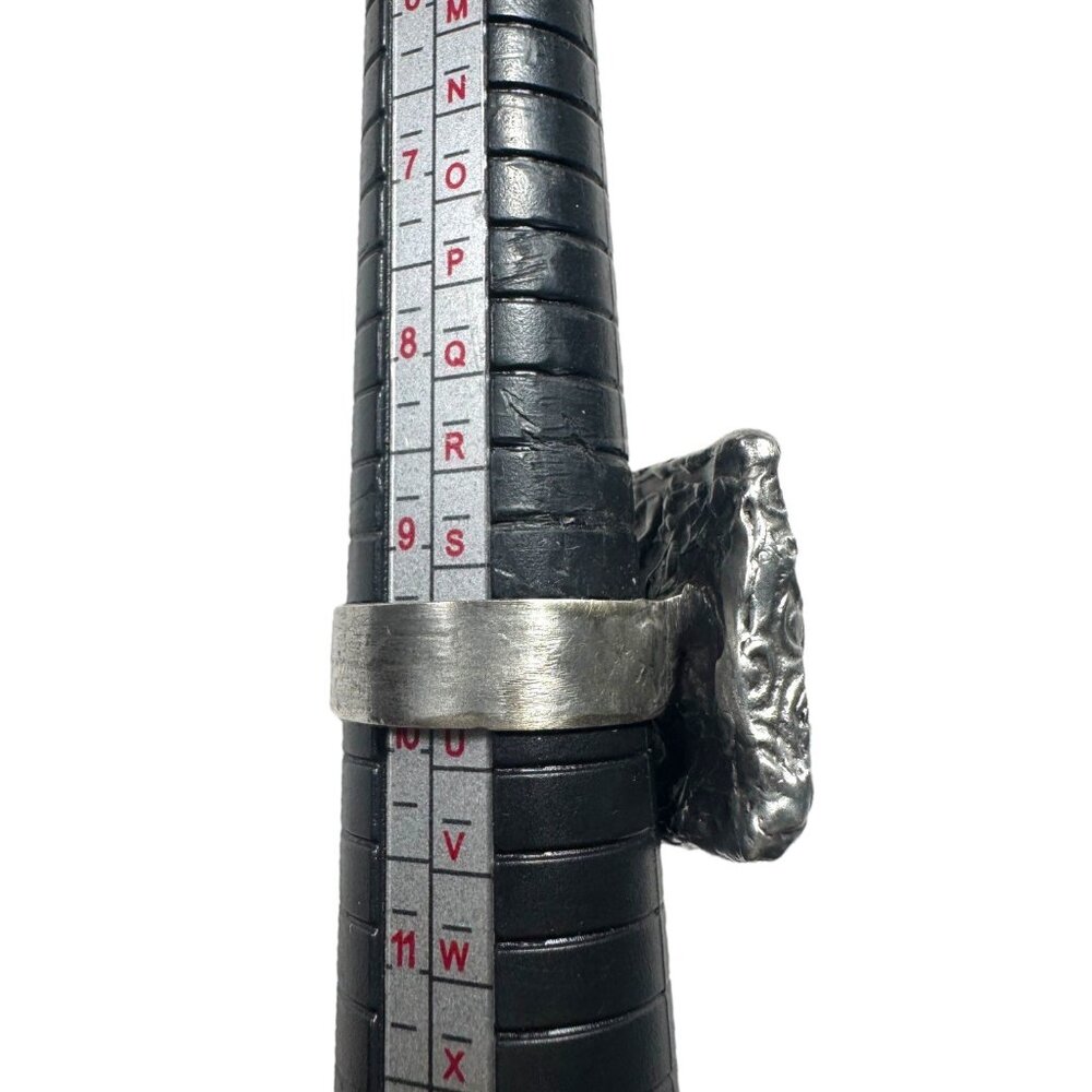 Handcrafted Artisan Silver & Glass Statement Ring Abstract Woman Portrait Design - Picture 14 of 17